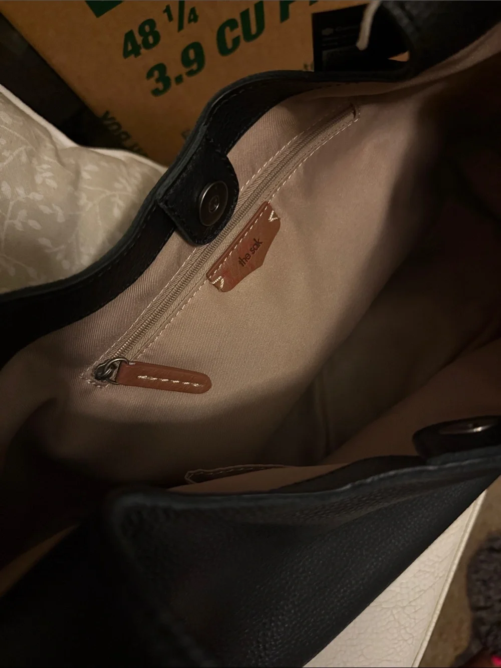 The Sak Rylan Black Leather Satchel Hobo Bag